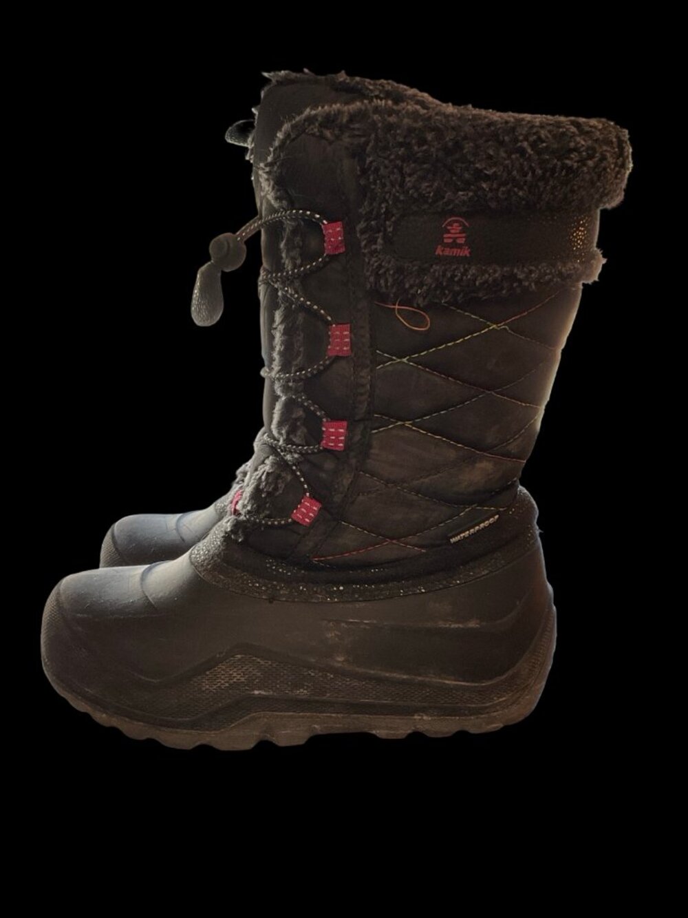Black Winter Boots w/ Rainbow Stitching - Picture 3 of 6